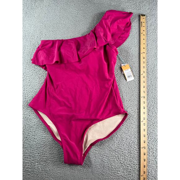 Kona Sol Swimsuit Womens XL Pink Padded One Piece Asymmetrical One Shoulder NWT - Picture 6 of 11